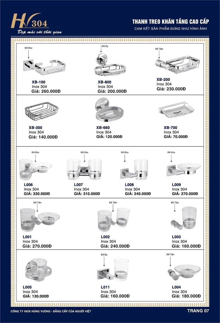 Phụ kiện Inox Hùng Vương bảo hành 20 năm đẹp mãi với thời gian /Page 7